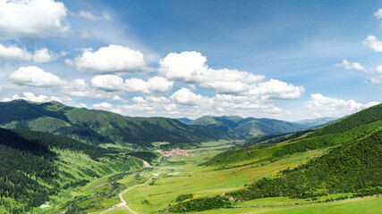 landscape with mountains and clouds
