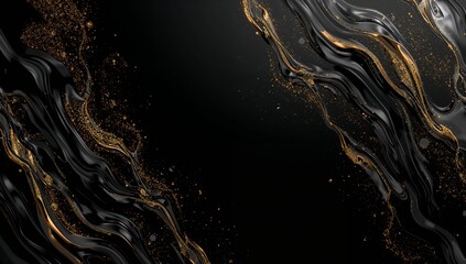 Black Gold Swirl Abstract Art Background