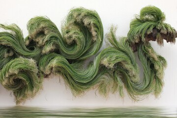 Abstract art piece, flowing green strands