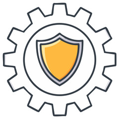 Obraz premium Security Concept: Gearwheel and Shield Icon Isolated