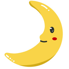 Halloween moon. Holiday cartoon character collection for celebration design. Spooky cute illustration.