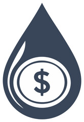 Dollar Sign within a Droplet Icon, representing financial savings or profits