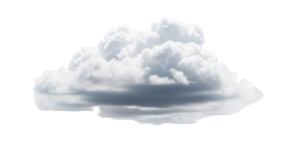 A single fluffy cumulus cloud isolated on transparent background