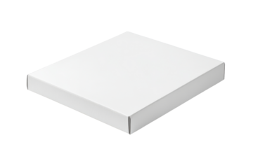Simple white square gift box isolated on transparent background. White carton pizza box isolated on white background.
