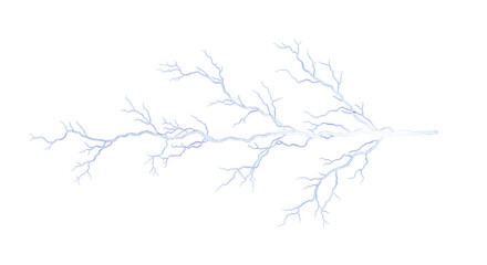 Blue lightning strike isolated on transparent background