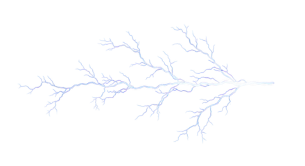 Blue lightning strike isolated on transparent background