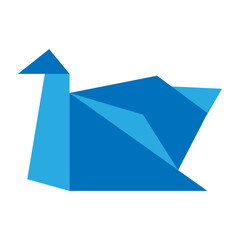 Swan Origami Vector Flat Icon Design