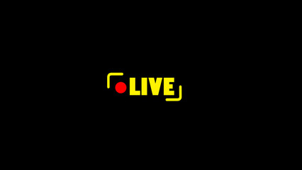 Live Button. live icon online stream video play illustration. Red live button isolated on black  background.