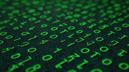 Green Binary Code on Black Background for Digital Concept Design