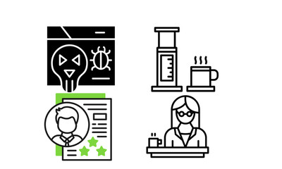 Illustrative depiction of business, technology, and lifestyle concepts with icons