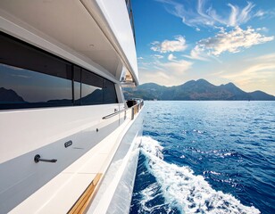 Obraz premium Luxury Yacht Sailing on Calm Blue Sea