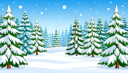 Obraz premium winter landscape with trees vector