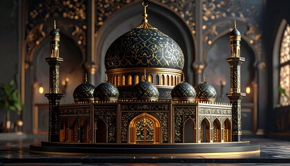Ornate mosque, dark, opulent