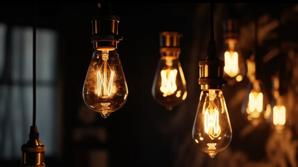 Classic Edisson bulbs backgound. Retro style bulbs.