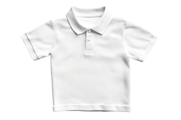 Clean white short sleeve collared shirt isolated on transparent background. White polo shirt isolated on white background.