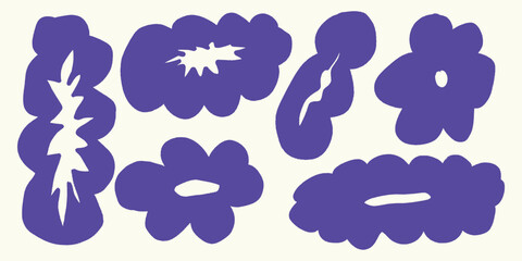 Obraz premium Italian style flower Shapes hand drawn vector illustrations in grunge chalk or charcoal rough doodle sketch style.