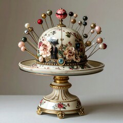Ornate porcelain pincushion