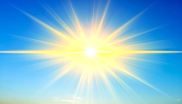 Bright sun in a clear blue sky