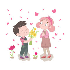  cartoon vector illustration Sweet little surprise with flowers

