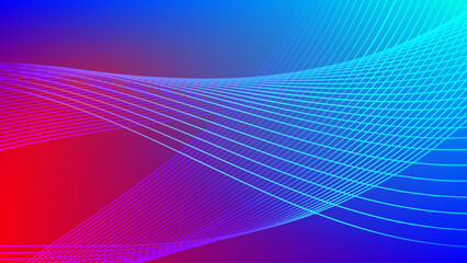 Wavy blended lines with red and blue cyan gradient mesh abstract background