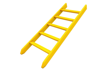 Old rusty dumbbell isolated on transparent background. Yellow ladder icon illustration featuring a straight design isolated on white background, 3d rendering.