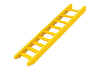 Old rusty dumbbell isolated on transparent background. Yellow ladder icon illustration featuring a straight design isolated on white background, 3d rendering.