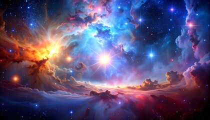 Colorful nebulae and stars