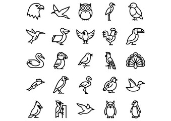 Birds of a Feather: 75 Vector Icons, Black & White Avian Icons, A Flock of Icons
