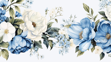 Wedding invite and envelope mockup with flowers. Flat lay, top view.