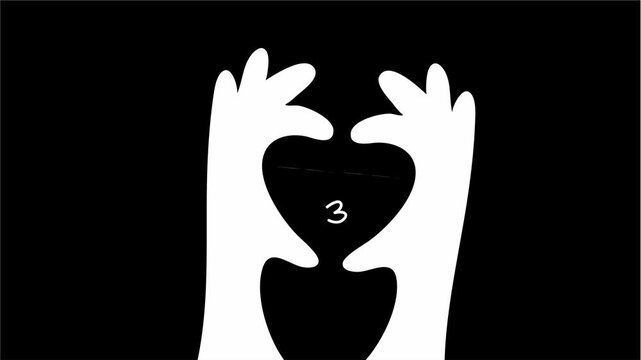 Black surreal figure with two colorful eyes on chest