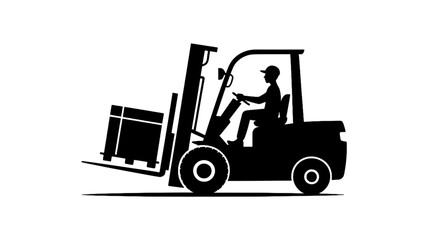 Forklift Operator Silhouette Moving Pallet