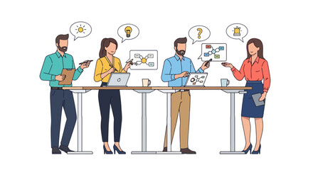 Collaborative Team Brainstorming Session Illustrating Agile Methodology and Innovative Solutions for Business Growth and Strategic Planning in a Modern Workplace