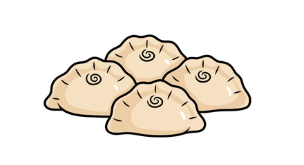 Delicious Asian Dumplings Illustration Perfect for Cookbook Design, Food Blog Graphics, or Restaurant Menu Art and Advertising