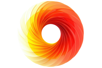Vibrant colorful slinky toy spiral isolated on transparent background. Colorful abstract spiral shape design featuring red orange and yellow gradients isolated on white background.