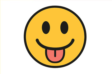 Fototapeta premium Smiley sticking out his tongue vector icon. Playful silly cheeky face emoticon. Happy funny cute yellow emoji symbol for chat. Simple flat graphic character illustration.