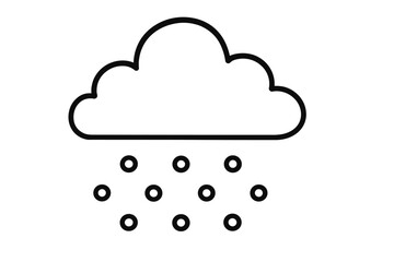 Minimalist Outline Snow Cloud Icon. Modern vector weather symbol for apps, web, social media, winter design. Cloud with falling snow, editable line style, transparent background, isolated concept art