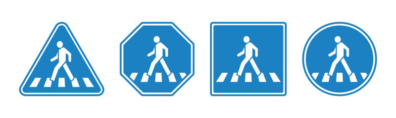 Pedestrian Crossing Traffic Signs Vector Collection 