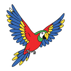 Obraz premium Vibrant cartoon parrot in flight, perfect for children's books and educational materials, radiating tropical charm and playful energy for any design