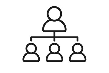 User hierarchy organizational structure outline icon. Team leader management. Corporate business workflow symbol for web design, apps, adverts, presentations, cards. Vector illustration isolated