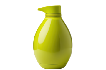 Green spray bottle for cleaning products isolated on transparent background. Green detergent bottle with flip top cap isolated on white background.
