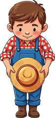 young farmers proud pose a charming cartoon, isolated on transparent background