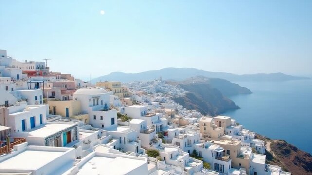 Aerial view of famous white houses in Greece