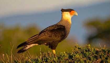 Bird perched on foliage in golden light
