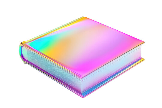 Holographic book with iridescent cover isolated on transparent background. Book Icon in gradient colors perfect for education isolated on white background, 3d rendering. - Powered by Adobe