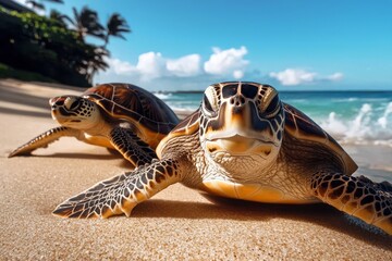 Obraz premium Witnessing the beauty of sea turtles in their natural environment.