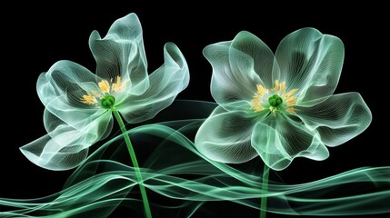 Fototapeta premium An artistic blend of luxury and delicate x-ray floral patterns.