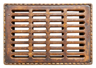 rusty metal grate drain cover png image on transparent background