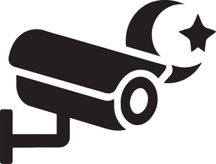 Silhouette night vision camera icon. Vector EPS for surveillance, security, and monitoring.