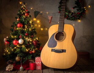 Christmas guitar scene