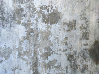 A close-up of a weathered, grunge-style concrete wall with a raw, unfinished look. The surface features abstract gray and brown splotches and intricate, fine cracks, creating a unique, aged industrial